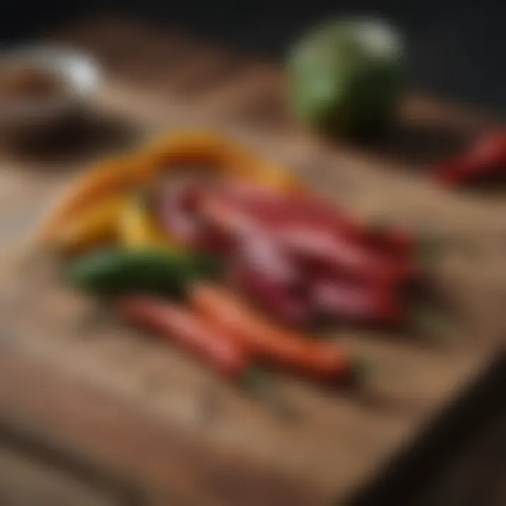 A variety of chili peppers displayed on a wooden table