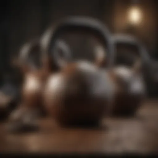 A set of Viking-inspired kettlebells showcasing intricate Norse designs.