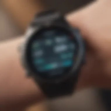 Close-up of a wearable device with advanced health metrics