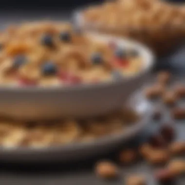 Fruits and Nuts with Healthy Cereal Options Colorful fruits and nuts next to healthy cereal options