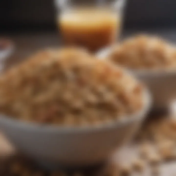 Variety of whole grain cereals displayed in bowls