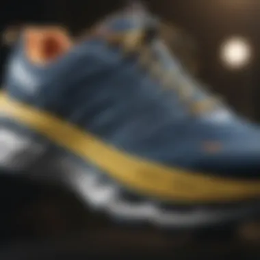 Detailed close-up of Hoka shoe features, highlighting technology and design