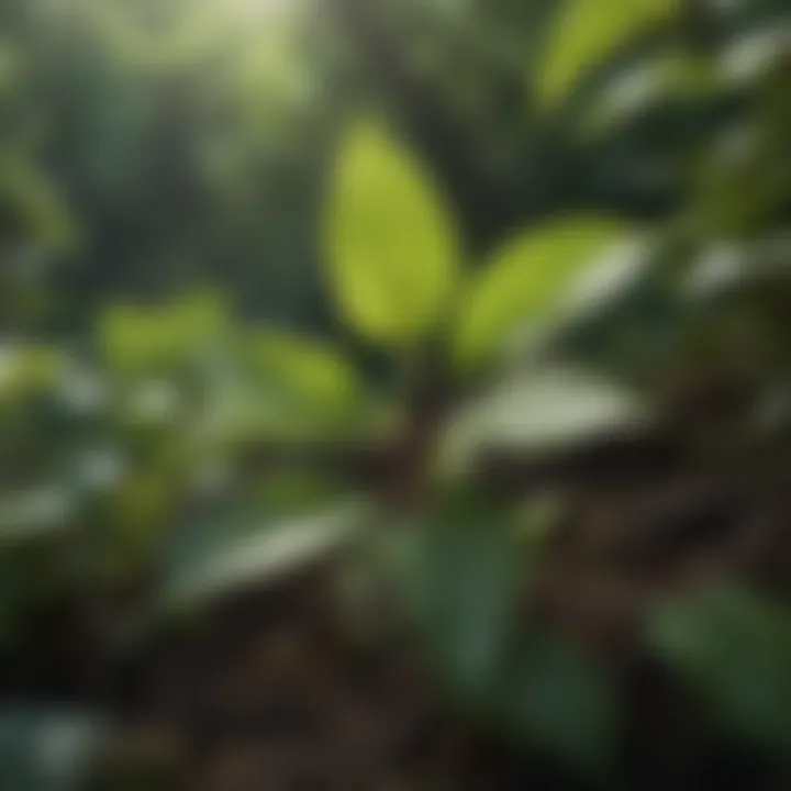 A close-up of a poison ivy plant, highlighting its distinctive leaves.