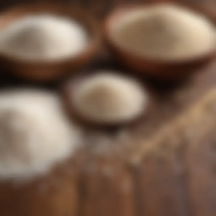 Contrasting white rice with a variety of whole grains on a wooden table